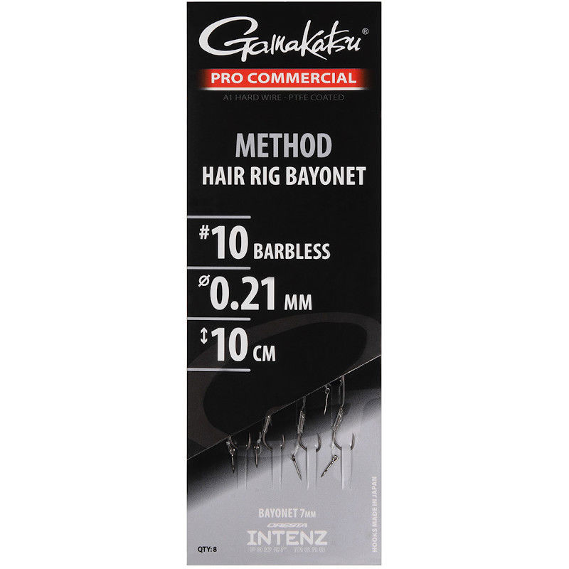 Gamakatsu Pro Commercial Method Bayonet Barbless Hair Rigs 10cm